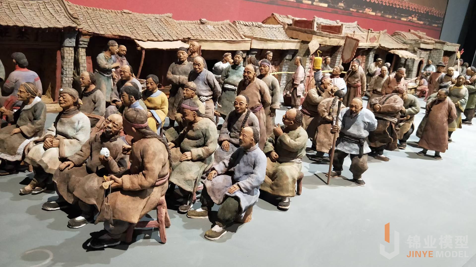 博物馆古场景沙盘泥塑人物图片