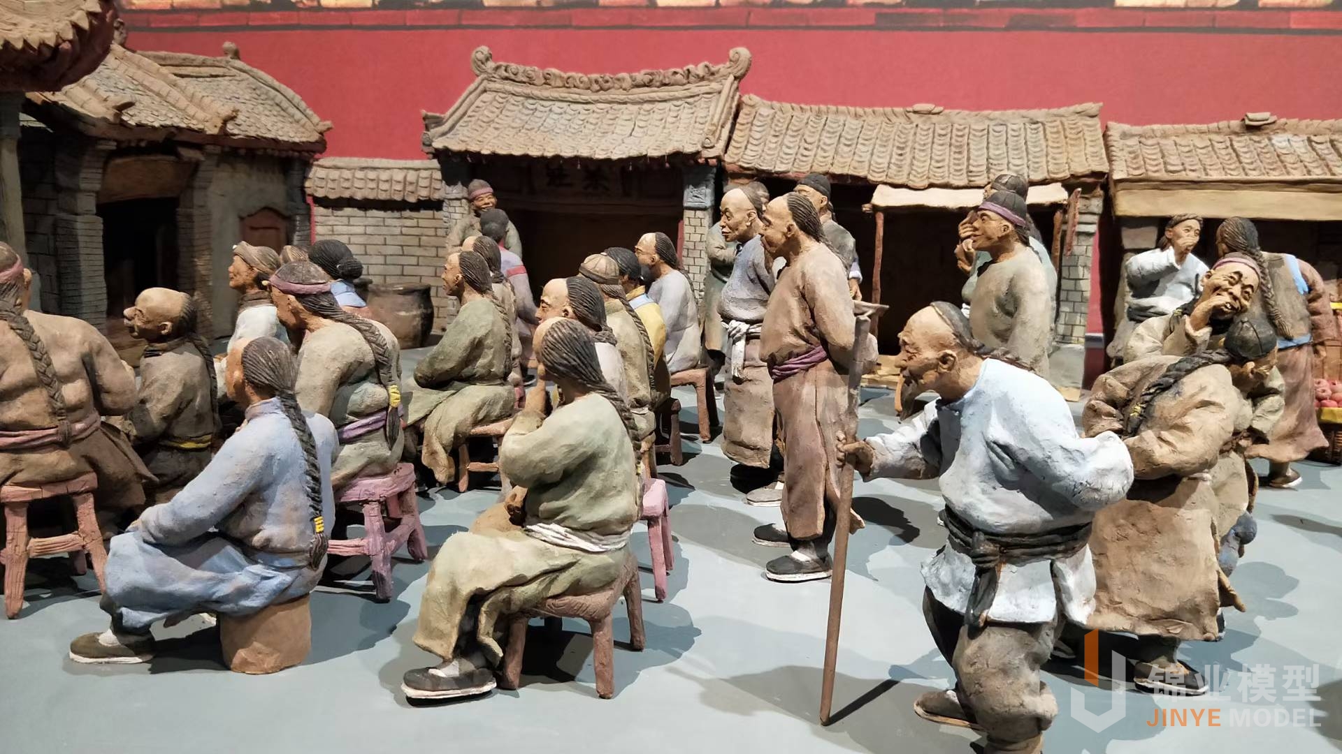 百姓看戏古场景复原沙盘